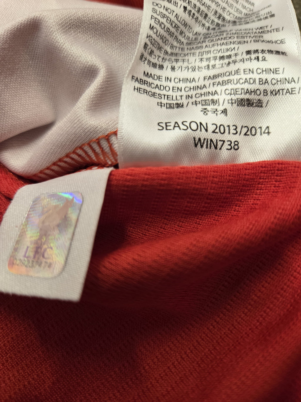 2013/14 Liverpool FC Home Size L BNWT