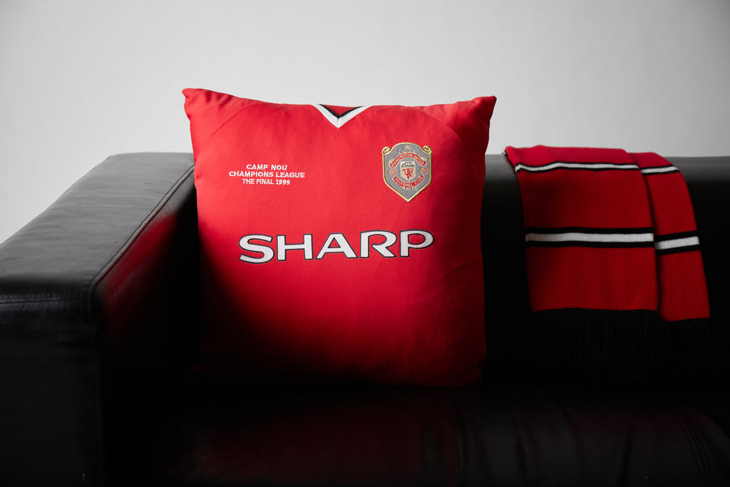 Upcycled Pillow: Camp Nou - front view
