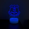 Blue LED lamp with Everton logo on a dark background