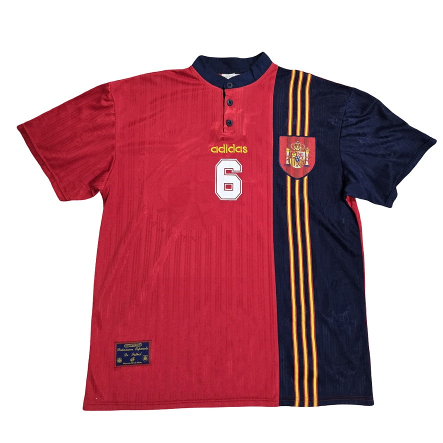 DE FABRIEK．MADE IN SPAIN． 1996/98 Spain Home Size XL Hierro – Offside Boys