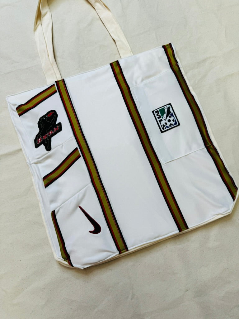 Upcycled Tote: Burn - label detail