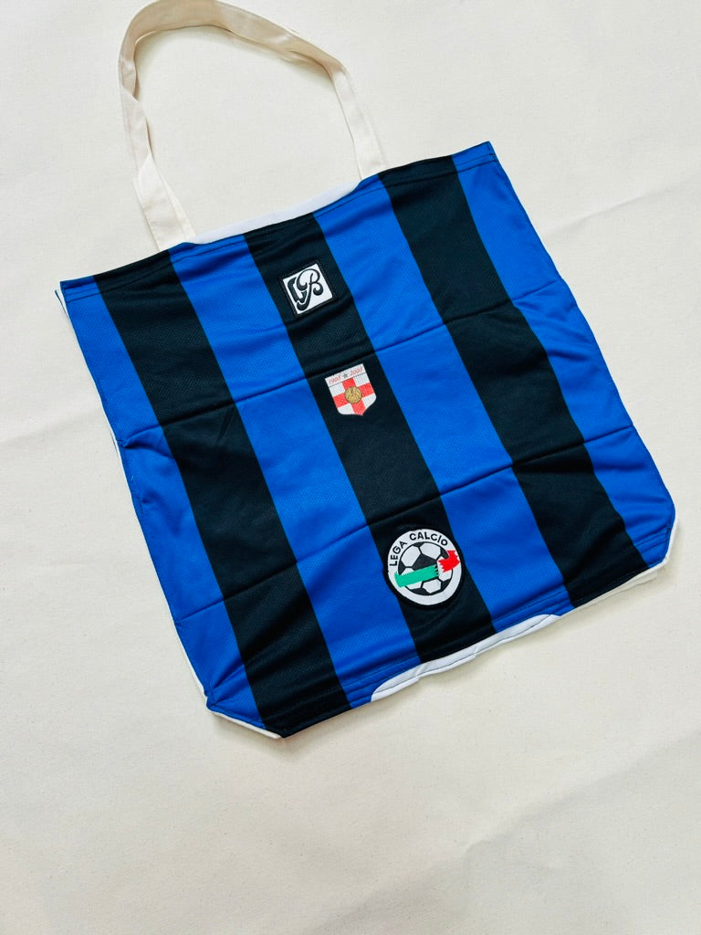 Upcycled Tote: Nerazzurri - label detail