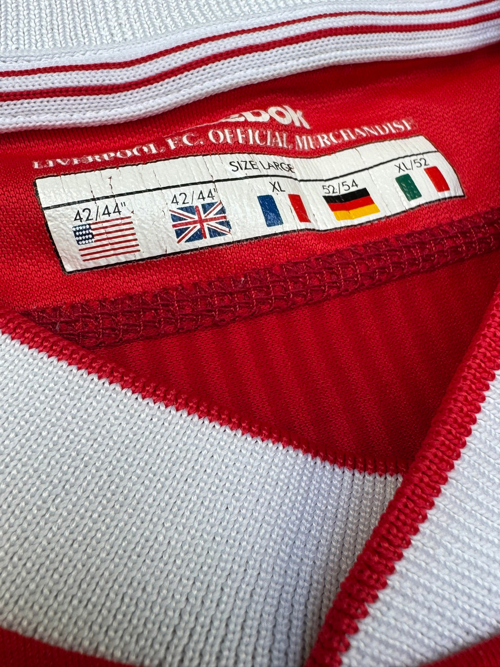 2002/04 Liverpool Home Size XL Gerrard - label detail
