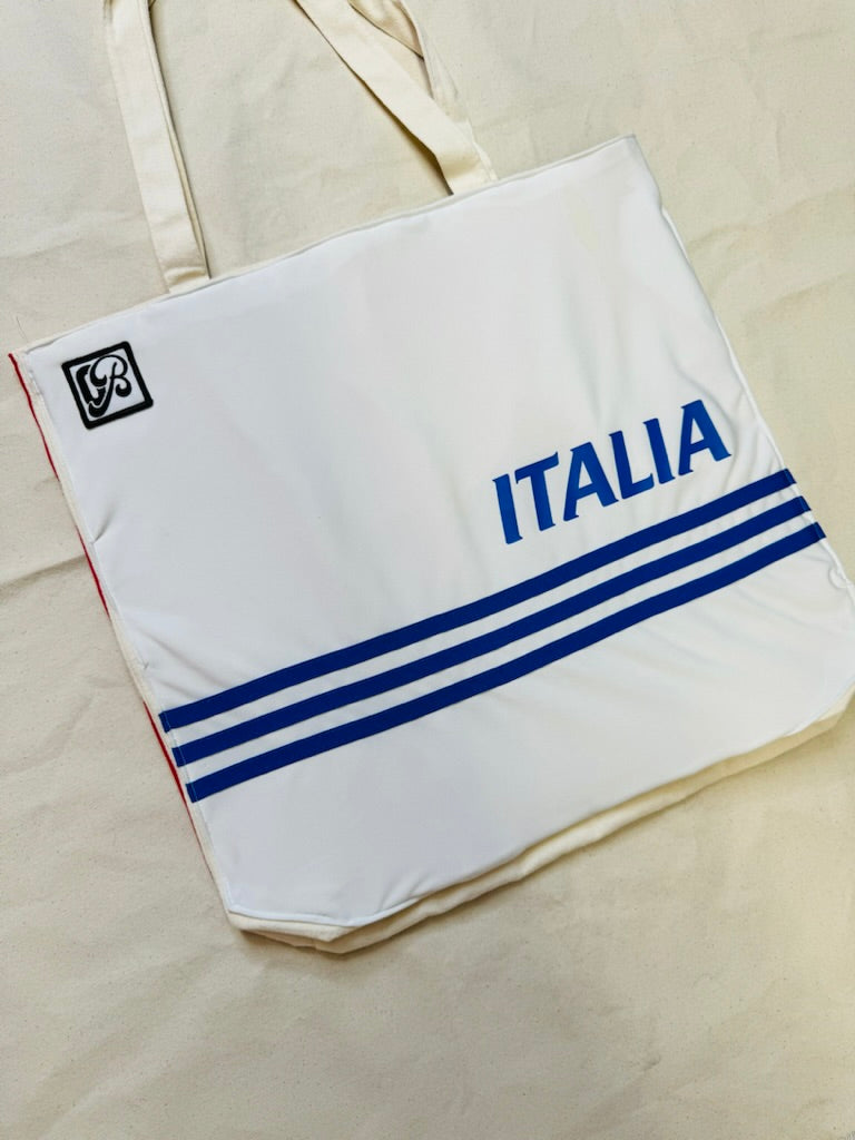 Upcycled Tote: Azzurri - close-up detail